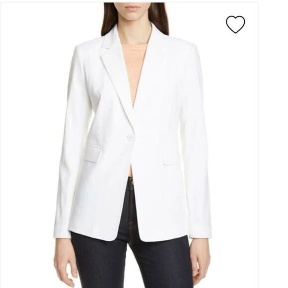 NEW‎ NORDSTROM SIGNATURE linen One-button Blazer In White Size S - Picture 1 of 7